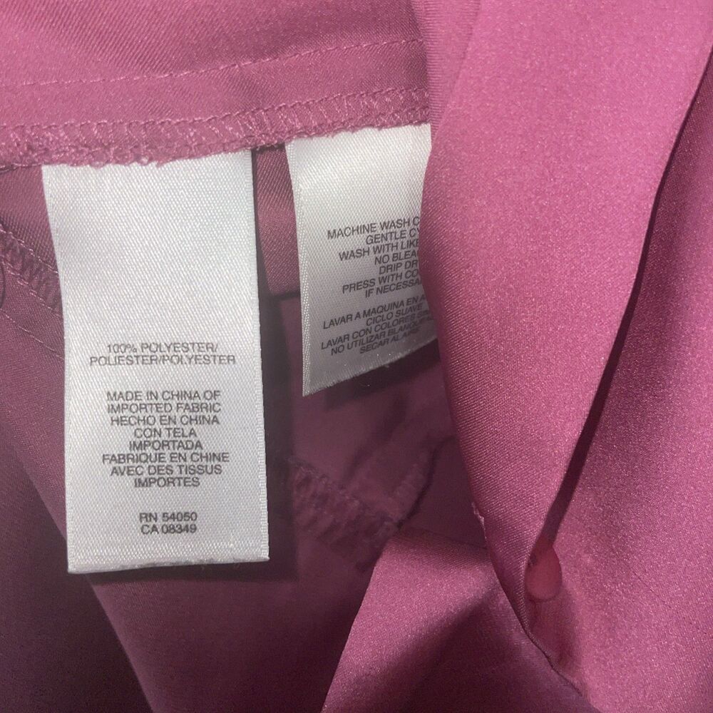 Jones New York Blouse Womens 1X Pink Button Up‎ V Neck Long Sleeve Satin Career - Picture 7 of 12